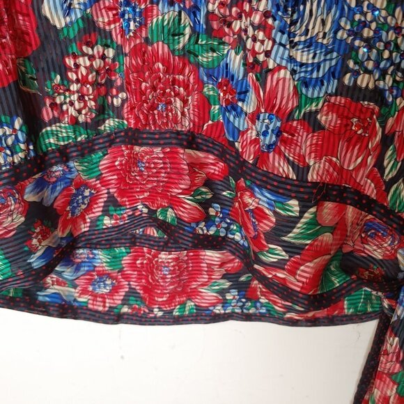 Vintage Diane Freis Beaded Bubble Top Waist Sash Floral Crinkle Satin Boho - Picture 2 of 12